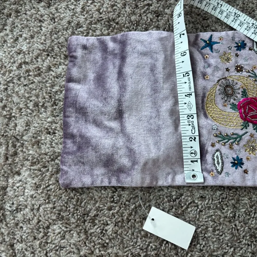 NWT World Market Celestial Beaded Velvet Jewelry Roll Cosmetic Organizer Pouch
